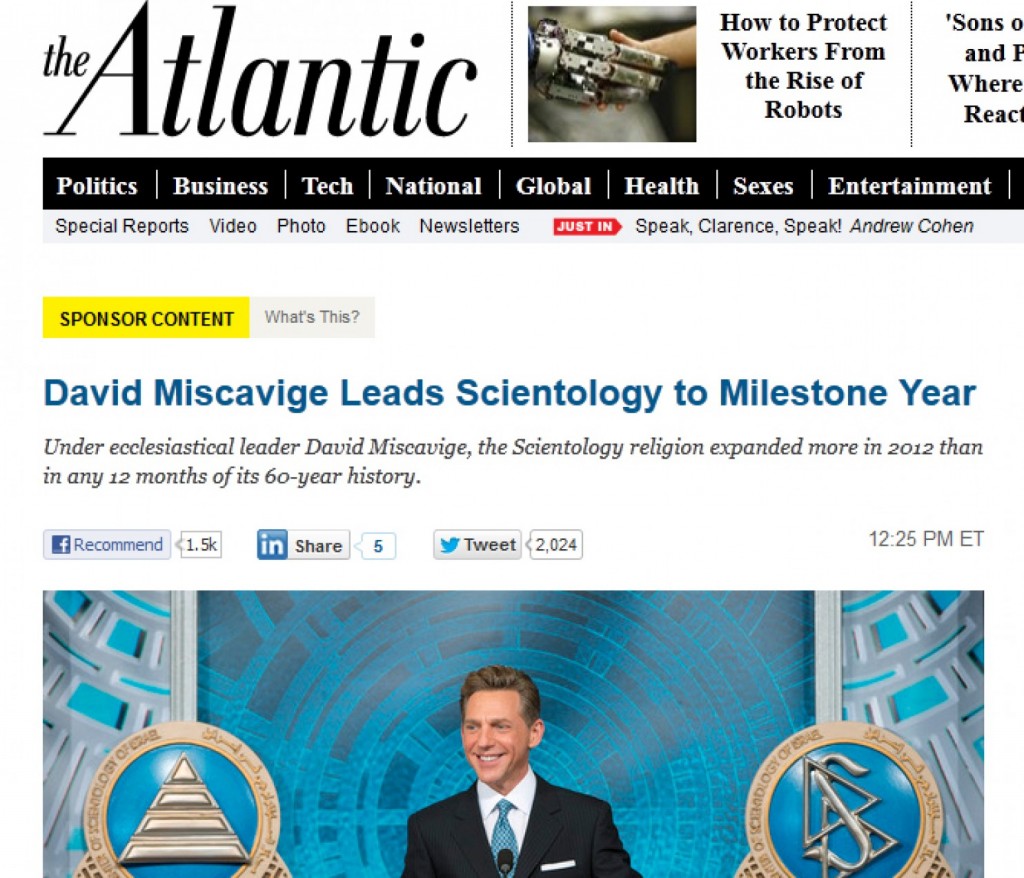 Atlantic's Scientology Native Ad