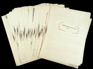 FBI photo of the original typescript of the Unabomber manifesto.