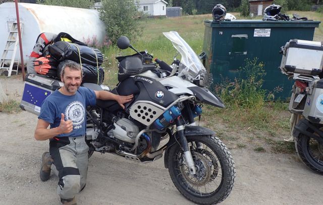 We met Alex from France mid-afternoon as we were on our way to Watson Lake, YT. He was spending five months traveling around the US and Canada, trying to see as much as possible. On this day, he was riding with Paul from Australia (not pictured).  Always fun to talk with other travelers, especially those on long journeys.