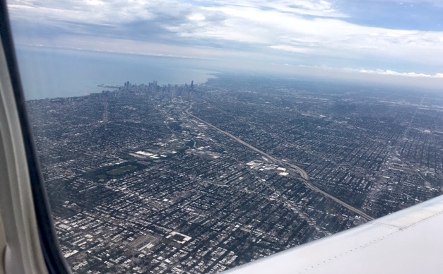 Flying over Chicago
