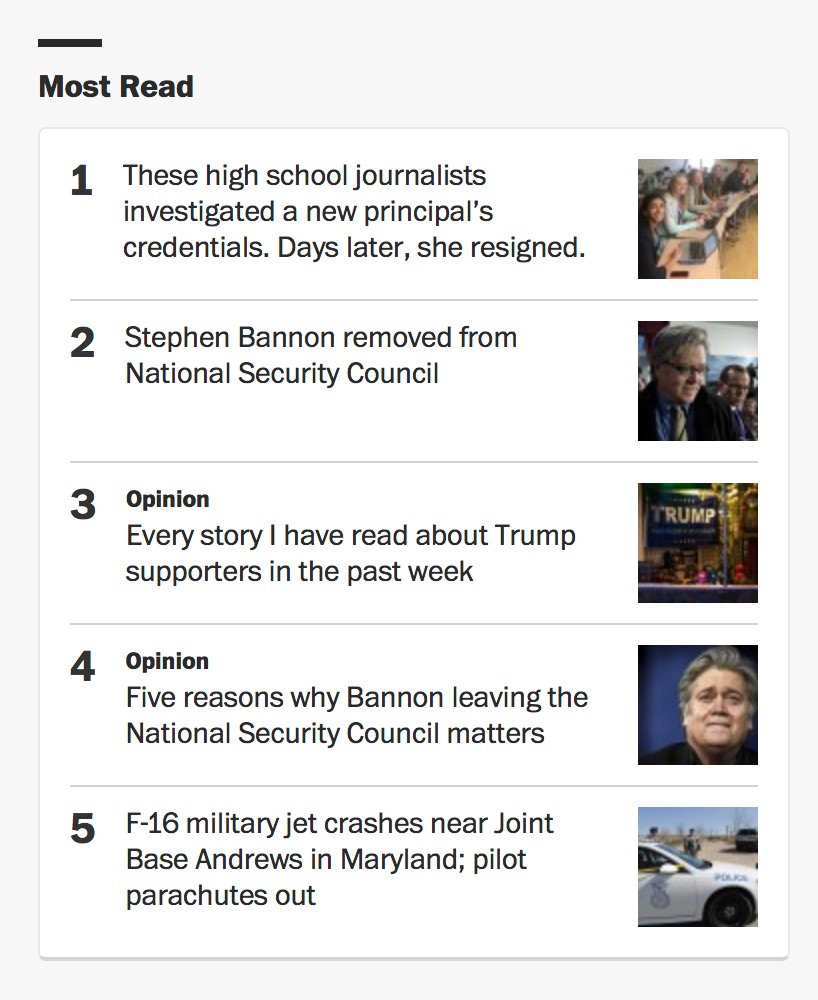 Story about Pittsburg High School students is most read story on Washington Post web site Wednesday.
