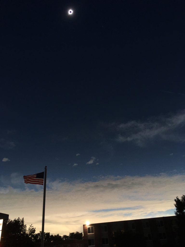 Total eclipse of the sun this afternoon in Kearney, Nebraska.