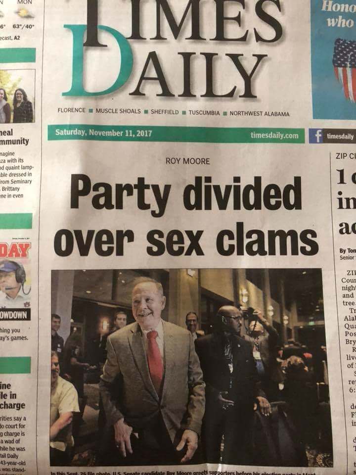 Party divided over sex clams.