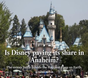Headline from LA Times about Disney and Anaheim.