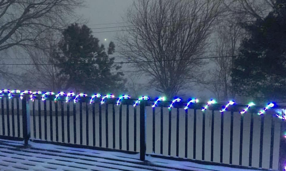 Snowy view from my deck this morning.