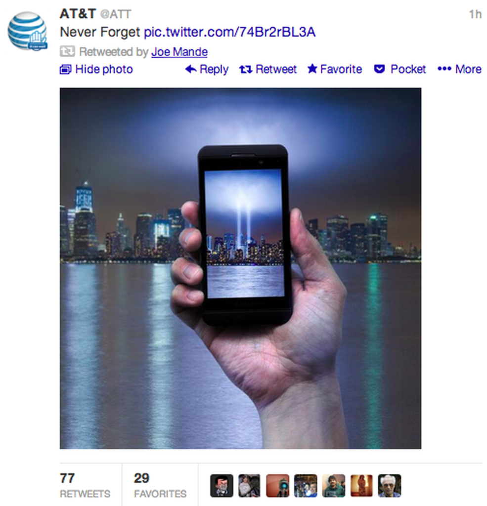 AT&T Never Forget tweet 2013
