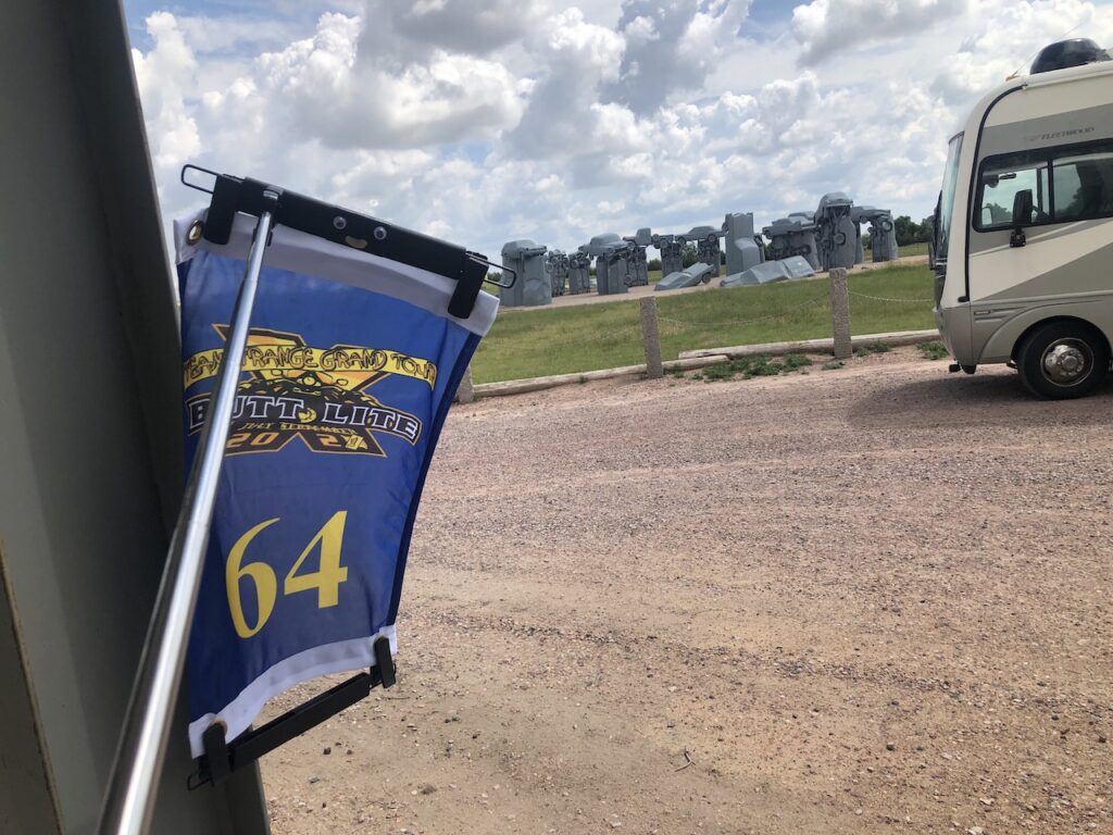 A family reunion in 1987 led to what has become America’s best known version of Stonehenge. Carhenge was a bonus on leg one of the first Butt Lite. It is located near Alliance, NE. (12 Carhenge 7/1/21)